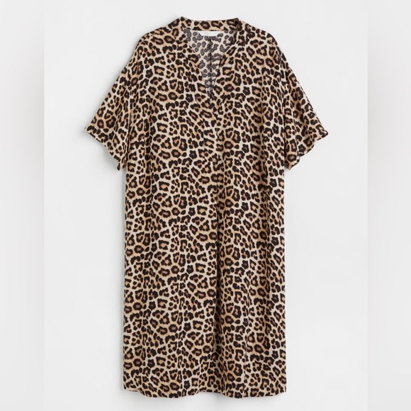 H&M Dresses & Skirts - NWT H&M V NECK TUNIC DRESSS•LEOPARD PRINT •SZ Medium